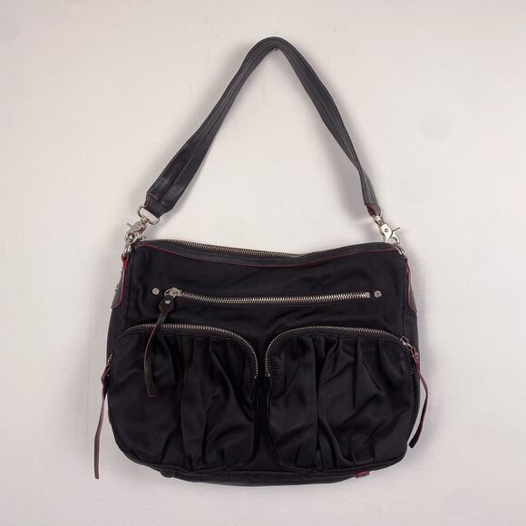 MZ Wallace Hayley Shoulder Bag Black w/ Red Trim - Picture 2 of 8